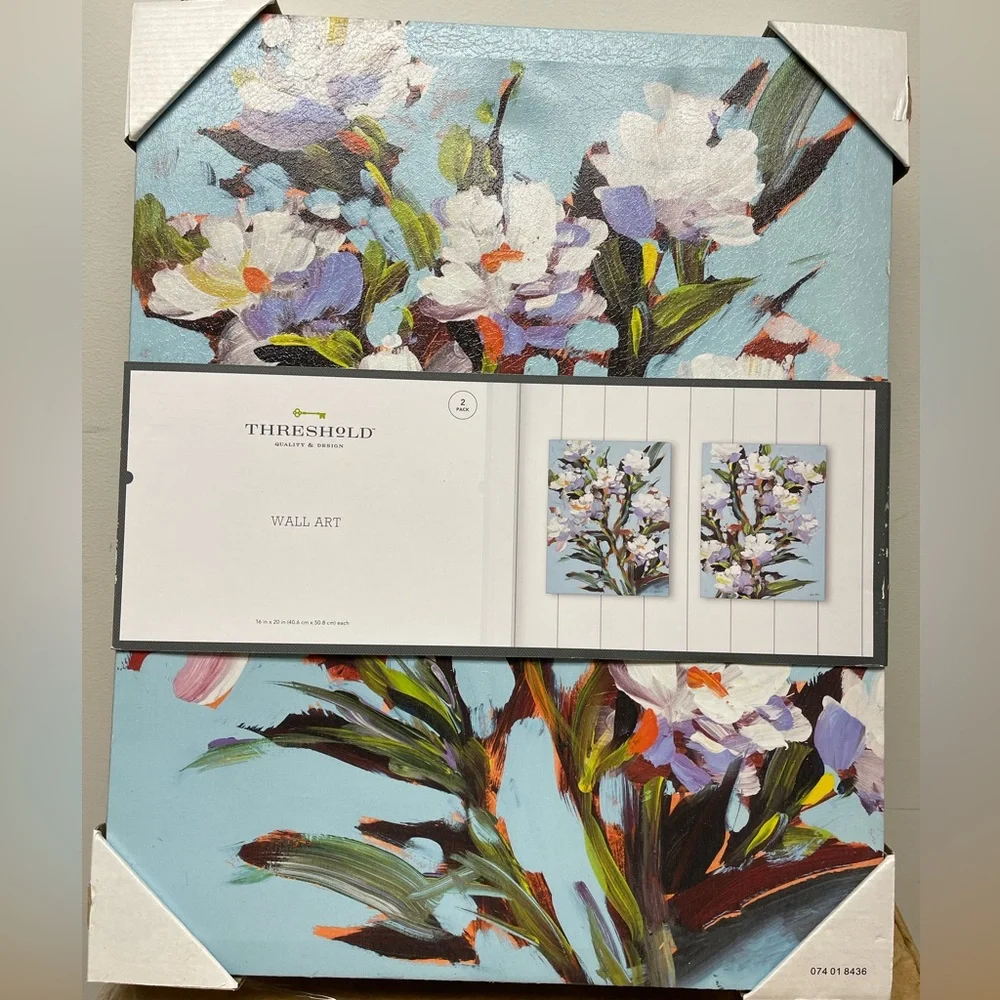 Set of 2 16" x 20" Decorative Wall Art Canvases Blue - Picture 3 of 3